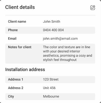 client details screenshot